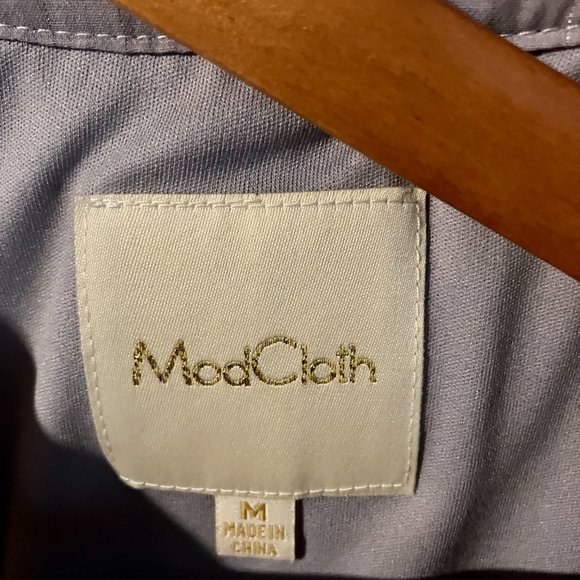 NWOT ModCloth Size Medium Sunny City in Moon Gray Halter Dress with Side Pockets - Picture 2 of 9